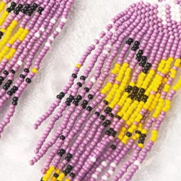 Long 5.5" Japanese Lavender Sakura Blossom Handmade Flower Oversized Earrings - Picture 3 of 8